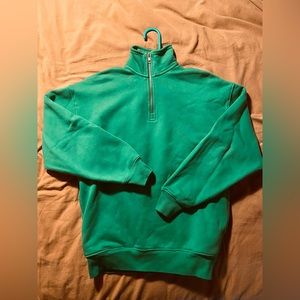 Aritzia TNA Green Half-zipped Sweatshirt